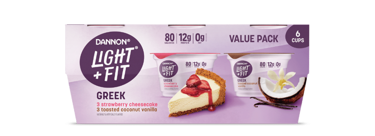 Light + Fit Strawberry Cheesecake Toasted Coconut Vanilla Nonfat Greek Yogurt