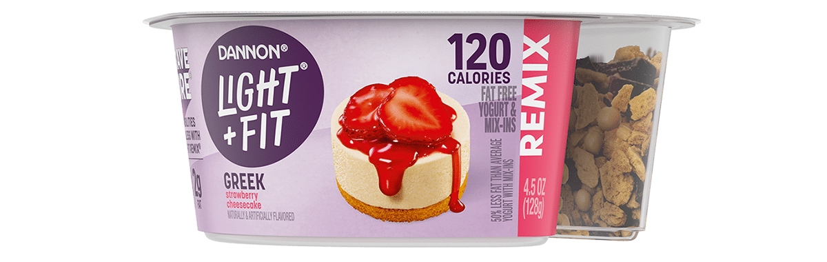 Light + Fit® REMIX Strawberry Cheesecake Flavored Fat Free Greek Yogurt with Mix-ins