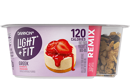 Light + Fit® REMIX Strawberry Cheesecake Flavored Fat Free Greek Yogurt with Mix-ins