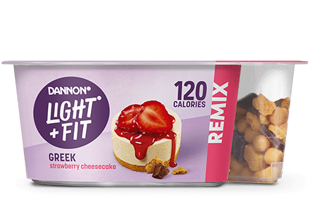 Light + Fit® REMIX Strawberry Cheesecake Flavored Fat Free Greek Yogurt with Mix-ins