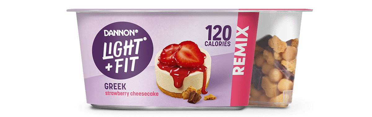 Light + Fit® REMIX Strawberry Cheesecake Flavored Fat Free Greek Yogurt with Mix-ins