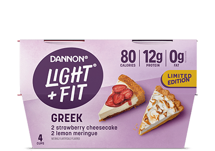 Light + Fit Lemon Meringue + Strawberry Cheesecake Greek Yogurt 4 Pack 